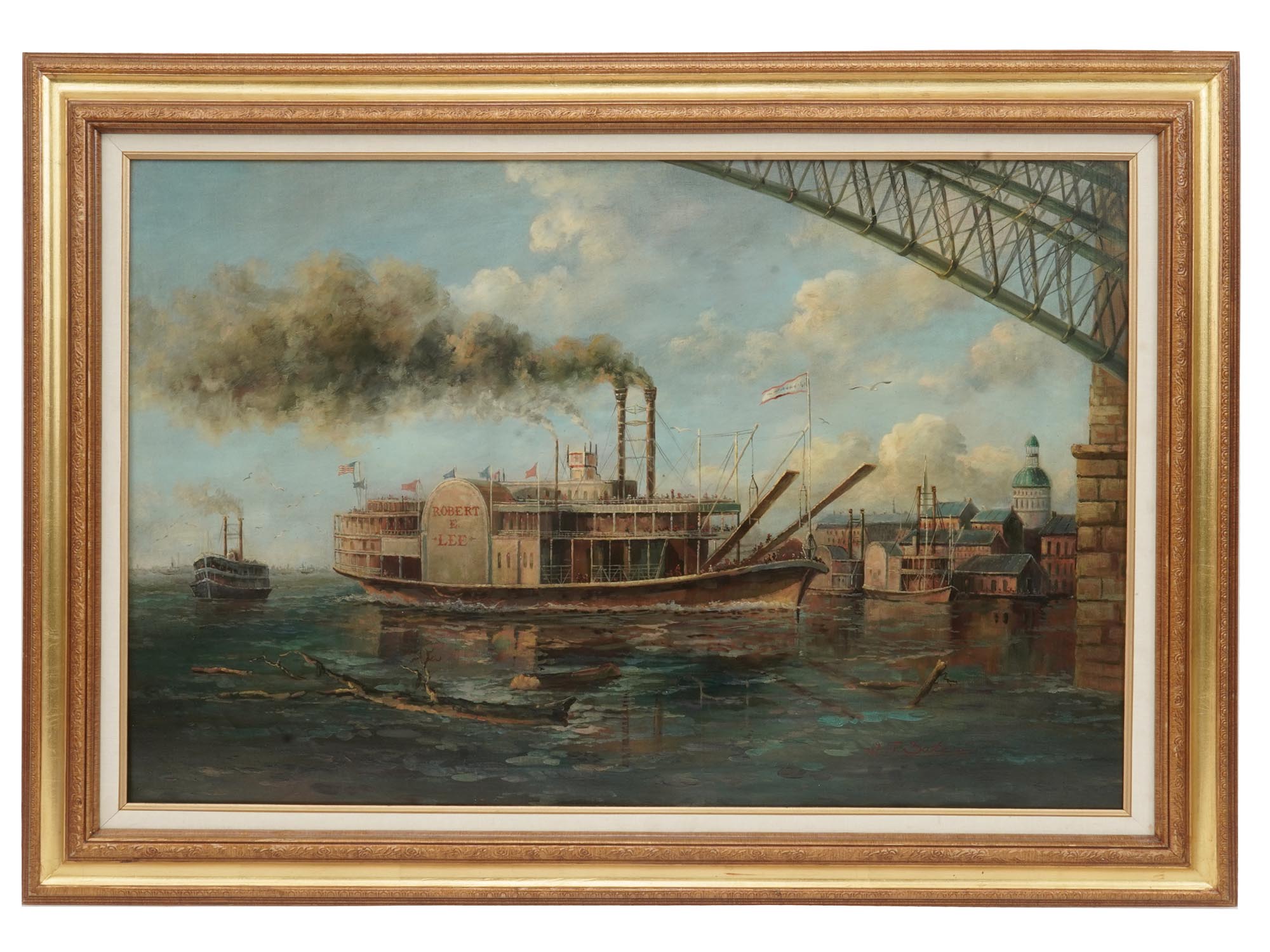 SIGNED OIL PAINTING AFTER JOHN STOBART ST. LOUIS PIC-0